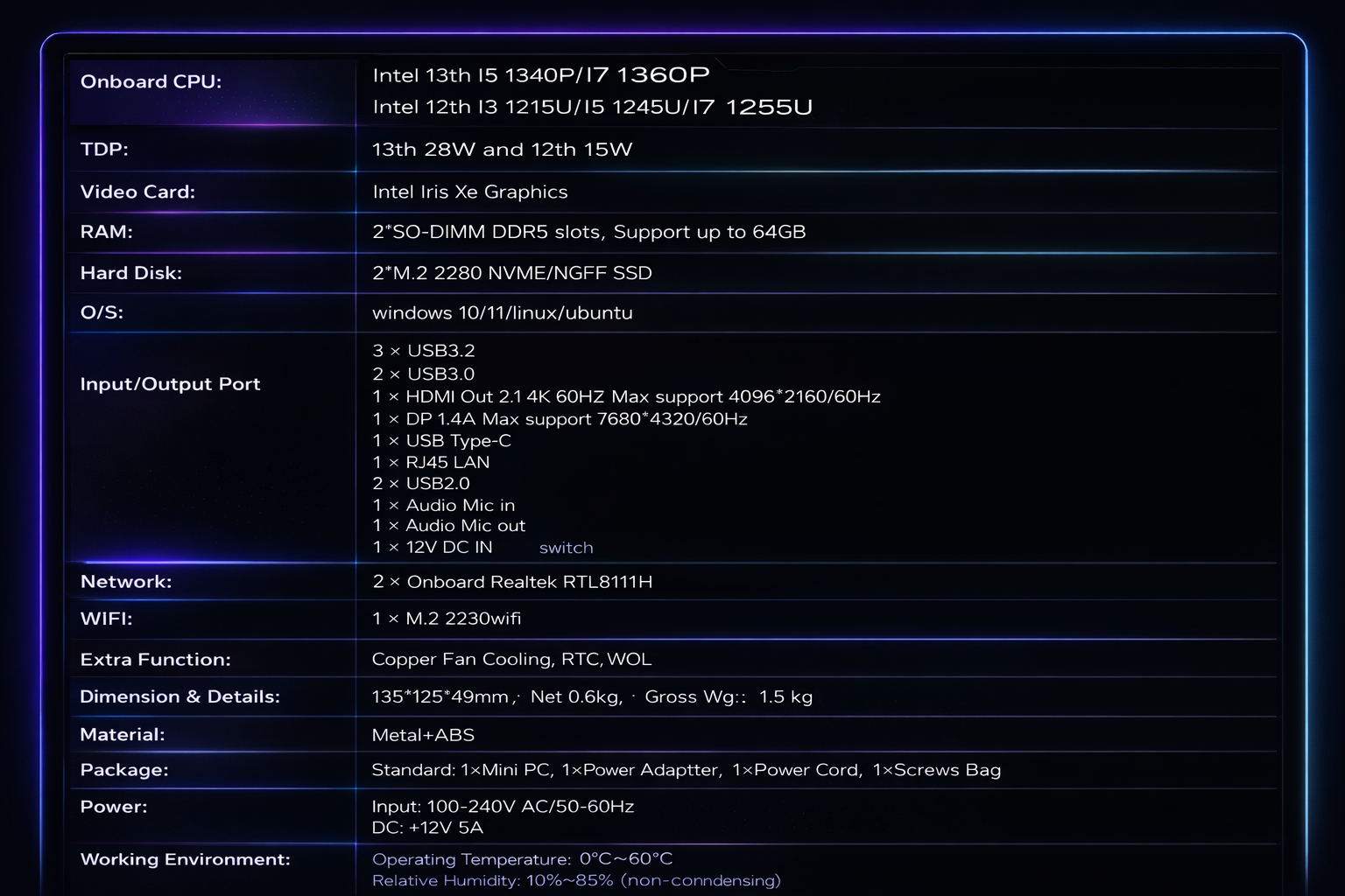 Mini PC Front View